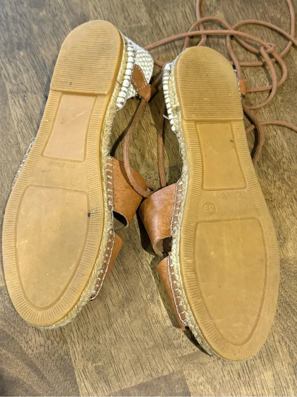 Women's made in Spain Brown Leather Espadrille Sandals with Lace-Up Ankle